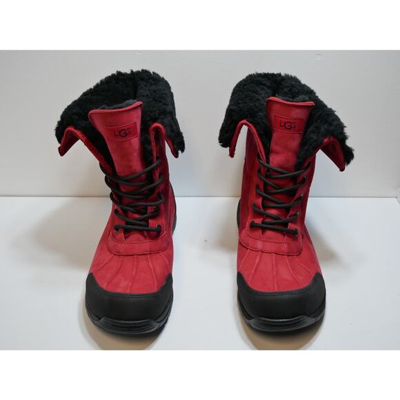 NEW UGG BUTTE LEATHER BOOT SHERPA WOOL VIBRAM RED 1130809 MENS SIZE - 10 - Picture 2 of 16